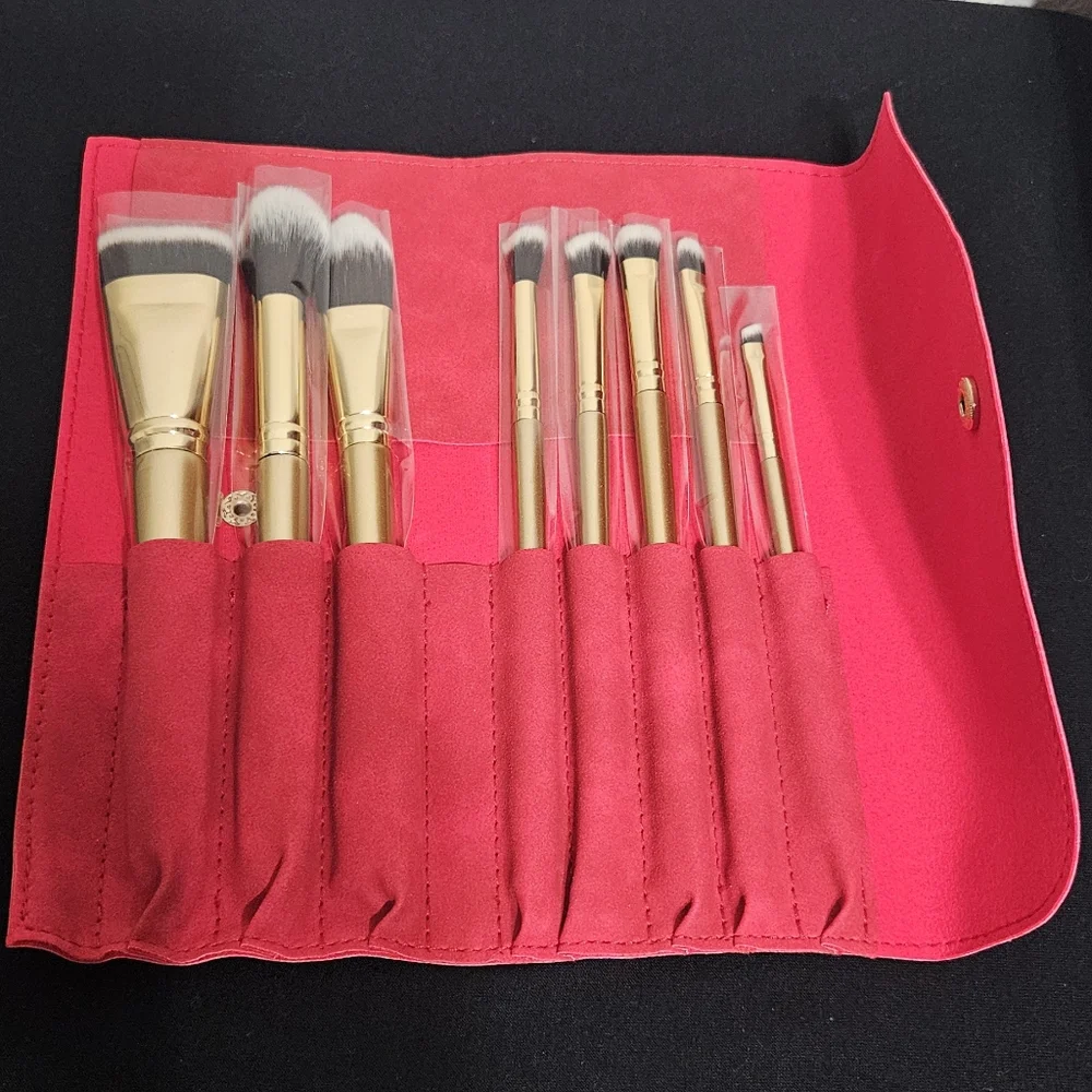 Red Makeup Brush Set with Case